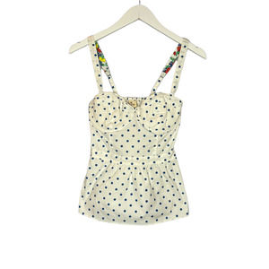 Hollister Bustier Top Polka Dot Strappy Peplum Sleeveless Smocked Back S